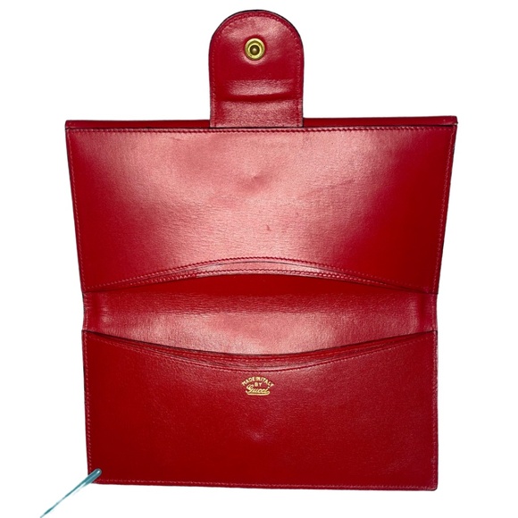 Gucci Vintage 1974 Red GG Signature Canvas + Leather Long Wallet *NIB* - Picture 5 of 9